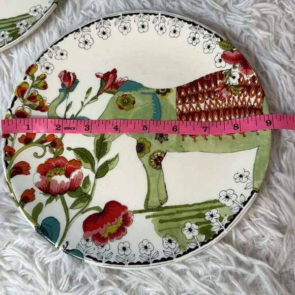 World Market Nomad Elephant Floral Print Plate Retired Pattern 8.75" set of 3 - Picture 2 of 5